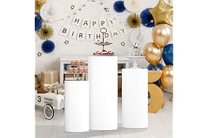 BIXUYOU 3 pezzi piedistallo cilindrico in metallo per feste, decorazione plinto bianco puntelli per matrimoni, tavoli da dessert rotondi bianchi piedistallo espositore plinto pilastri per matrimoni feste