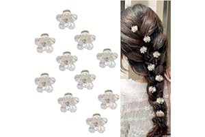ZILZUFA 10 mini fermagli per capelli bianchi con strass, graziosi fermagli per capelli, forcine decorative, fermagli per capelli da sposa, accessori per capelli floreali