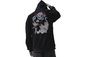 XYXIONGMAO Haftowana odzież uliczna smok bluzy z kapturem męska odzież techniczna bluza japońska czarna hip-hopowa grafika bluza z kapturem