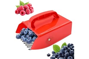 AUROBEST 22 x 14 x 7.5cm Raccogli Bacche con Pettine Metallico, Raccoglitore Mirtilli con Manico Ergonomico, Picker Berry Plastica, Strumento Raccogliere Frutti Piccoli per Lamponi, More, Ribes (Rosso & Nero)