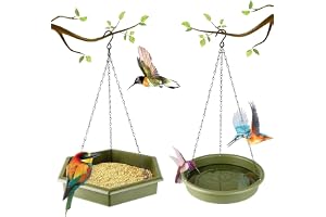 Hanging Bird Feeder, Bird Feeders for Outside, 2 in 1 Platform Bird Bath & Feeder, Outdoor Yard Garden Backyard Decoration