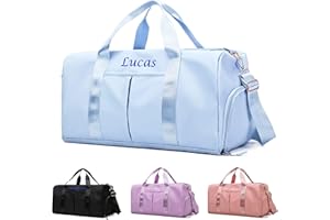 Sac de voyage personnalisé avec nom brodé - Sac de sport personnalisé avec poches humides et sèches et chaussures - Cadeau de demoiselle d'honneur, bleu