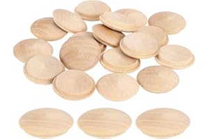 QUARKZMAN 60pz Tappi Pulsanti Legno, 25mm/0.98" Tappi per Fori Legno Duro Tappi di Legno Tappi per Fori Viti Legno per Mobili Lavorazione Legno Decorazioni Artigianali (30mm x 25mm)