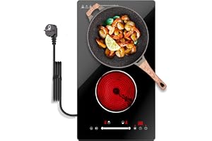 Borrallio Dubbel Elektrisk Spishäll – 3000W, 2 Värmezoner (1200W & 1800W), Touchkontroll, Timer, Barnlås, Perfekt för Små Kök