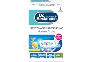 Dr. Beckmann - Nettoyant Toilette Intensif - Mousse Active Au Charbon Actif - Produit Toilette Qui Élimine Saleté & Mauvaises Odeurs Pour Un Nettoyage en Profondeur - Fraicheur Citron - 3 x 100g