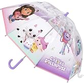 Gabby's DollHouse Bubble Umbrella - Transparent with Purple Handle - Manual Opening - Made in 100% POE with Fibreglass Struct