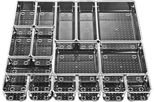 Set di 16 Organizer Cassetti Impilabili,Aokyom® Cassetto Plastic Portaoggetti Cassetto Organizer Trasparente Organizer Cassetto Bagno Scatole Stoccaggio Adatto per Cucina Bagno Camera da Letto Toletta