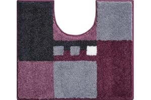GRUND Linea Due Alfombra de Baño 3D, Ultra Suave y Absorbente, Antideslizante, 5 Años de Garantía, MERKUR, Estera de WC con Recorte 50x60 cm, Baya