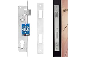 KOTARBAU® Cerradura para embutir para bombín 90/20, Cerraduras para puertas izquierda, Cerradura con placa de cierre, Cerradura de acero galvanizado, Herraje para portones y puertas