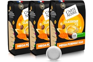 CARTE NOIRE – Café en Dosettes Souples Classique N°5 – Pur Arabica - 3 Paquets de 60 Dosettes – Compatibles Senseo (180 dosettes)