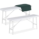 Relaxdays Set of 2 Folding Garden Benches for Terrace and Patio, Plastic, Camping Bench, 42 x 100 x 25 cm, White