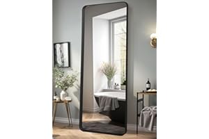 LunaMirror Espejo de piso de 52 x 161 cm, espejo de longitud completa, elegante espejo negro para decoración de pared, espejo rectangular de cuerpo completo, espejo de pared para pasillo, entrada y
