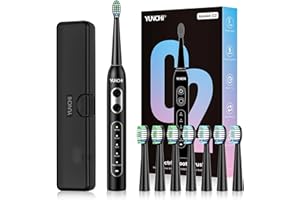 YUNCHI C2 Elektryczna szczoteczka do zębów 40 000 VPM, soniczna szczoteczka do zębów dla dorosłych, ładowanie USB-C, 55 dni pracy baterii, 5 trybów czyszczenia, timer 2 min, 8 głowic, etui podróżne