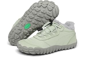 SAGUARO Kinder Winter Barfußschuhe Winterschuhe Warme Gefüttert Wanderschuhe Leicht rutschfest Winterstiefel,Gr.26-36