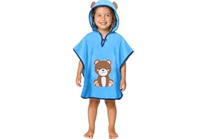 LAYNENBURG Premium poncho de baño niños con capucha - 100% algodón - OEKO TEX - bebé niños niñas toalla poncho