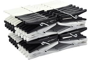 LAGUELLE - 80 Pinces A Linge Ergonomiques Plastique recyclées et recyclables - Fabrication Française - Assorties Blanches et Noires