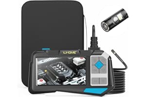 Dual Lens Endoscope Inspection Camera ILIHOME Digital Borescope Camera 5.5MM Industrial Endoscope with 9 LED Lights IP68 Waterproof Sewer Drain Snake Camera with 4.5'' IPS Screen 5M Cable 32G TF Card