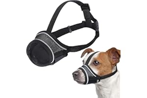 EXQUIMA Dog Muzzle For Small Dog, Adjustable Breathable Muzzles With Reflective Strap, Adjustable Design Dog Muzzle For Preventing Biting, Barking, Licking And Chewing