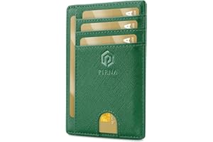 PIRNA Portfel Męski Slim, Smukły, Lekki, Minimalistyczny Etui na Karty, Blokowanie RFID, Portfel Damski Mały, Small Wallet, Świetny Pomysł na Prezent Pudełko - Zielona Sosna