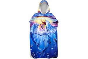 Lukery Enfant Poncho à Capuche Poncho de Bain, 3D Dauphin Séchage Rapide Poncho Plage Serviette de Plage Peignoir de Surf pour Adulte Homme Femme Natation (60x80cm,Papillon)