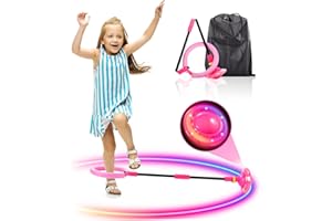 colmanda Kinder Blinkender Springring, Blinkender Sprungball Knöchelsprungball Knöchel Überspringen Ball, Glühender Springender Ball für Kinder und Erwachsene Outdoor-Sprungball (Rosa)