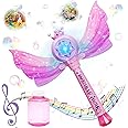 SYOSI Bubble Machine for Kids, Princess Bubble Wands with Detachable Wings, 1000+ Bubbles/Minute, Light Up Musical Bubbles Blow Maker Outdoor, Princess Wand Automatic Angel Fairy Bubble Wand