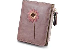 Energather Mały portfel, mały portfel damski, mały ze skóry PU dla kobiet i dziewcząt, modny portfel damski, mały z haftowanym wzorem, na podróż, zakupy, randkę, Rosa, S, Casual