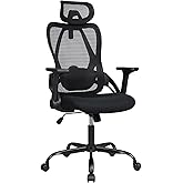 Silla Ergonómica de Oficina con Respaldo Transpirable y Apoyo Lumbar | Reposacabezas Ajustable, Reposabrazos Regulables, Asie