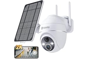 YESKAMO 2K Cámara Monitoreo WiFi Exterior Inalámbrico Batería 15000mAh - Panel Solar, 2.4GHz Cámara Solar Exterior, 360° PTZ,