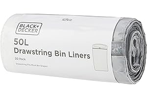 BLACK+DECKER BXBB00050E 50L Drawstring Bin Liners, 20 Pack,60949
