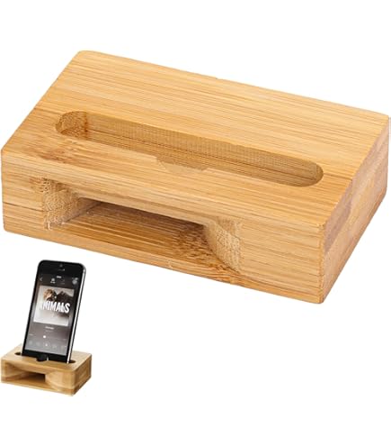 Soporte De Escritorio De Bambú Con Orificio De Carga, Soporte De Madera Para Teléfono Móvil