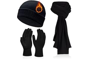 HiFEN® Winter Beanie Hat Scarf Gloves Set Men Thermal Warm Knitted Beanie Cap, Neck Warmer, Gloves For Men Women Outdoor Gift