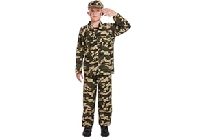 HENBRANDT Children’s Army Boy Soldier Fancy Dress Costume Military Camouflage Uniform Jungle War Size Small Ages 4-6 Halloween Fancy Dress for Boys Soldier Outfit for Kids