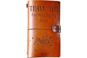 TheGiffter Teacher Gifts, Thank You Teacher Leather Journal Gifts,Teacher Appreciation Gifts for Women Men Nursery, Novelty Daycare Teacher Notebook Gift from Student（A6,12x20cm