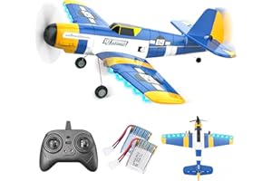 BEZGAR 3 Channel HQ089 RC Plane, 6-axis Gyro Remote Control Airplane Fighter Toys with Colorful LED Navigation Lights & 2 Batteries, Easy Control for Adults Kids Beginners