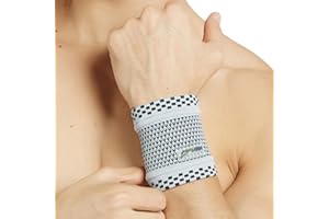 NEOtech Care - Fascia di supporto per polso - tessuto a maglia in fibra di bambù - Elastico e traspirante - Uomo, Donna, Destra o Sinistra (Grigio, L, 1 Pezzo)