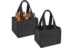EULERYOO 2 Pezzi Borsa per Bottiglie in Feltro, Borsa Portabottiglie Vino in Feltro, Viene Fornito con 6 Rimovibili Divisori e Maniglie, Borsa Portabottiglie per Feste, Picnic e Shopping, 24 x 18 x 16 cm