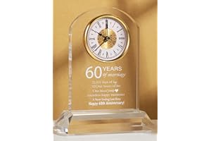 DEEWISH 60th Wedding Anniversary Clock, Best Gifts Ideas for Couple Parents Wife Husband Diamond 60 Years of Marriage for Him Her