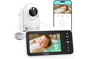 Simyke Video Baby Monitor with Camera and Audio,5inch Screen,720P,No Wifi or Free Smartphone App Mode,Remote Pan/Tilt/Zoom Camera,Lullabies,Feeding Remind,Night Vision,VOX,2-Way Talk,1500ft long Range