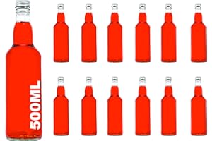 casavetro Trasparente Tappo A Vite Bottiglie di Vetro vuote 500 ml - Riutilizzabile Twist off coperchi - a Tenuta d'Aria Coperchio in Metallo per Kombucha Birra a casa Gin Olio Aceto (12 x 500 ml)