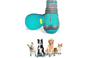 HAVENFLY Stivali per Cani, 2pcs Scarpe per Cani Traspirante Antiscivolo con Cinghie Regolabili Riflettenti per Cani Piccola Taglia Media
