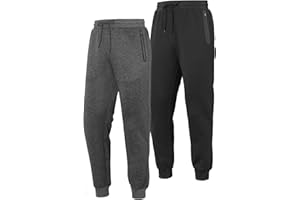 Cimic 2 Pack Men's Joggers Tracksuit Bottoms Pants Track Pants for Men Sports Sweatpants Long Jogging Training Trousers Zip Pockets