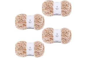 Pretty Jolly - Lot de 4 écheveaux de fil en fausse fourrure super doux et moelleux pour crochet, tricot, polyester (kaki)