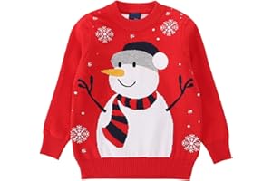 De feuilles Kids Boys Girls Knitted Christmas Jumper Reindeer Snowman Pullover Sweater Knitwear Tops