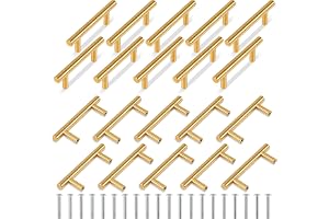 TRIXES 20-pack guldfärgade T-formade skåphandtag 100 mm | Köksskåps- och lådhandtag. Moderna möbelbeslag för skåp och dörrar.