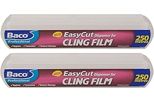 2 x Bacofoil Professional Easycut Cling Film & Dispenser 250 Metres x 35 cms