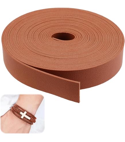 QUARKZMAN 2,2 Meter Platte Leren Veter 15mm Breed - Vintage Koffie Kleur Voor DIY Armbanden En Ambachten