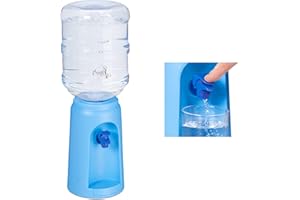 Relaxdays Mini Water Dispenser, Tank & Tap, 4.5 L, Office Drink Fountain, Gallon, Plastic, HxD: 47.5x17cm, Blue