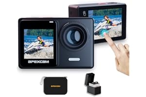 Apexcam 4k/60fps 24MP Cámara Deportiva con Pantalla Táctil EIS WiFi Cámara subacuática Impermeable 40M Action Camara 170°Angulo 2.4G Remoto 2 x1350 mah baterías y Accesorios múltiples