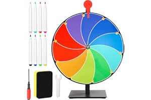Diegimr 15 Inch Spinning Prize Wheel Kit, 10 Slots Heavy Duty Base Roulette Wheel Raffle Wheel Spinner with Stand Tabletop Spinner for Carnival Trade Show Win Fortune Spin Games (Colorful)
